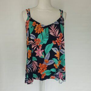 Swim Solutions Women's Multicolor Floral Tankini Top Size 18W